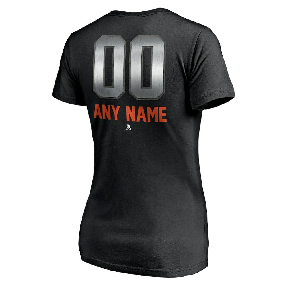 NHL,Custom New York Islanders Women's Personalized Midnight Mascot Logo V-Neck T-Shirt - Black