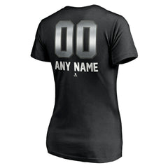 NHL,Custom Tampa Bay Lightning Women's Personalized Midnight Mascot Logo V-Neck T-Shirt - Black