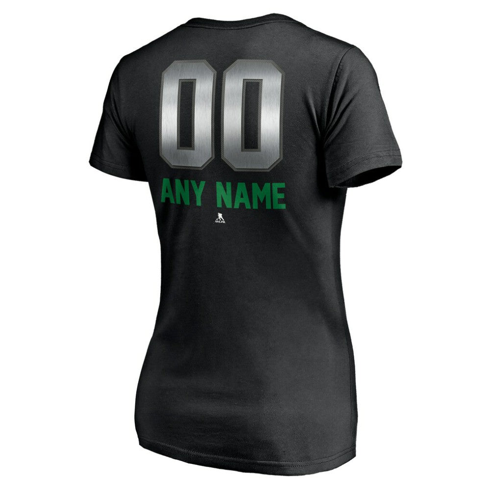 NHL,Custom Vancouver Canucks Women's Personalized Midnight Mascot Logo V-Neck T-Shirt - Black