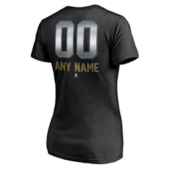 NHL,Custom Vegas Golden Knights Women's Personalized Midnight Mascot Logo V-Neck T-Shirt - Black