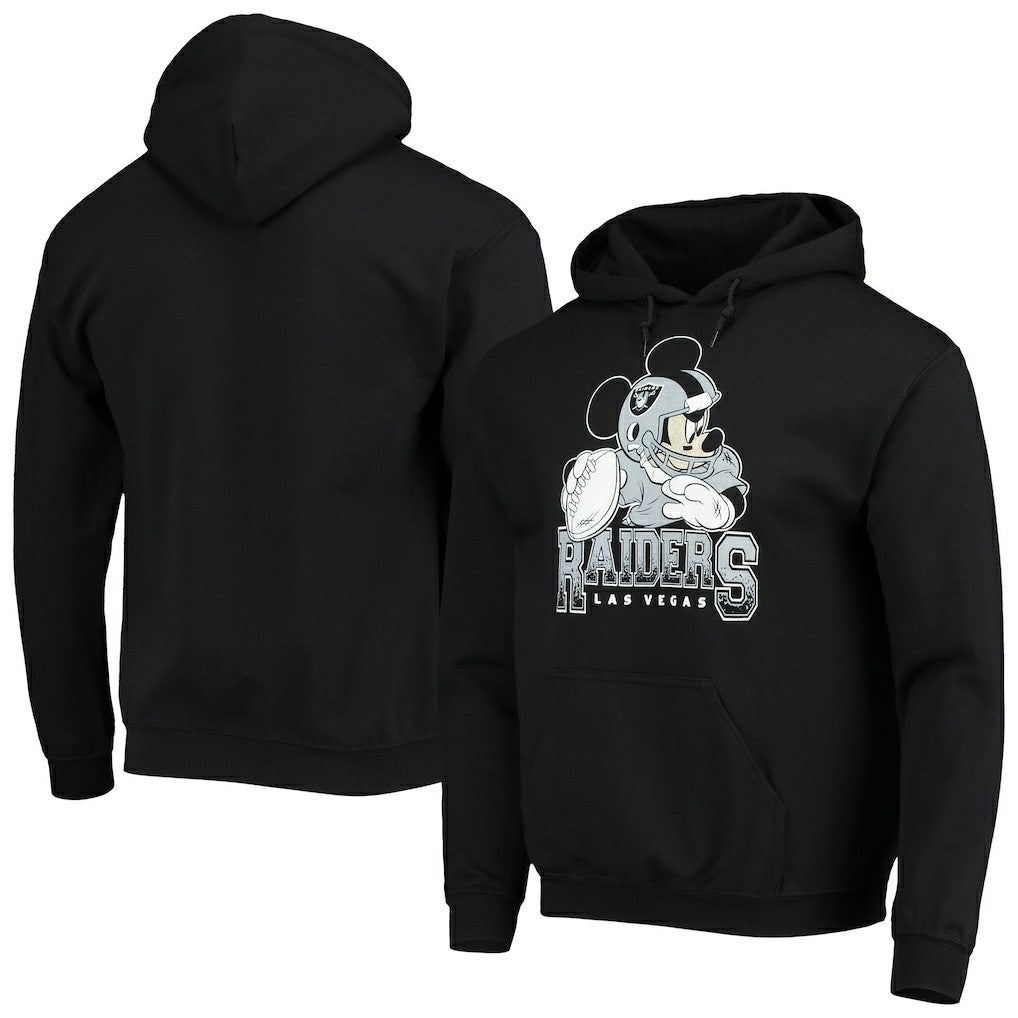 Las Vegas Raiders Junk Food Disney Mickey Quarterback Pullover Hoodie Black