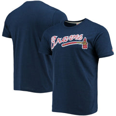 Atlanta Braves Homage Hand-Drawn Logo Tri-Blend T-Shirt - Navy T-shirts