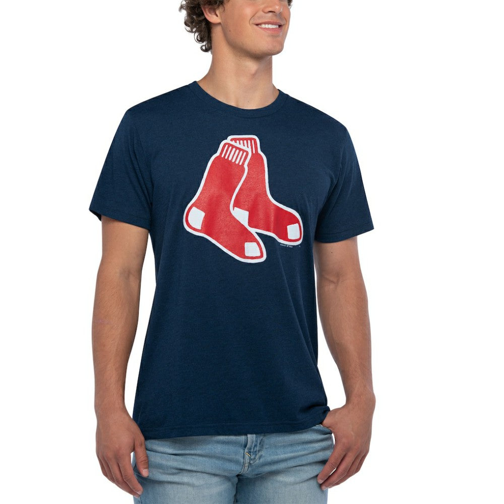 Boston Red Sox Homage Hand-Drawn Logo Tri-Blend T-Shirt - Navy T-shirts
