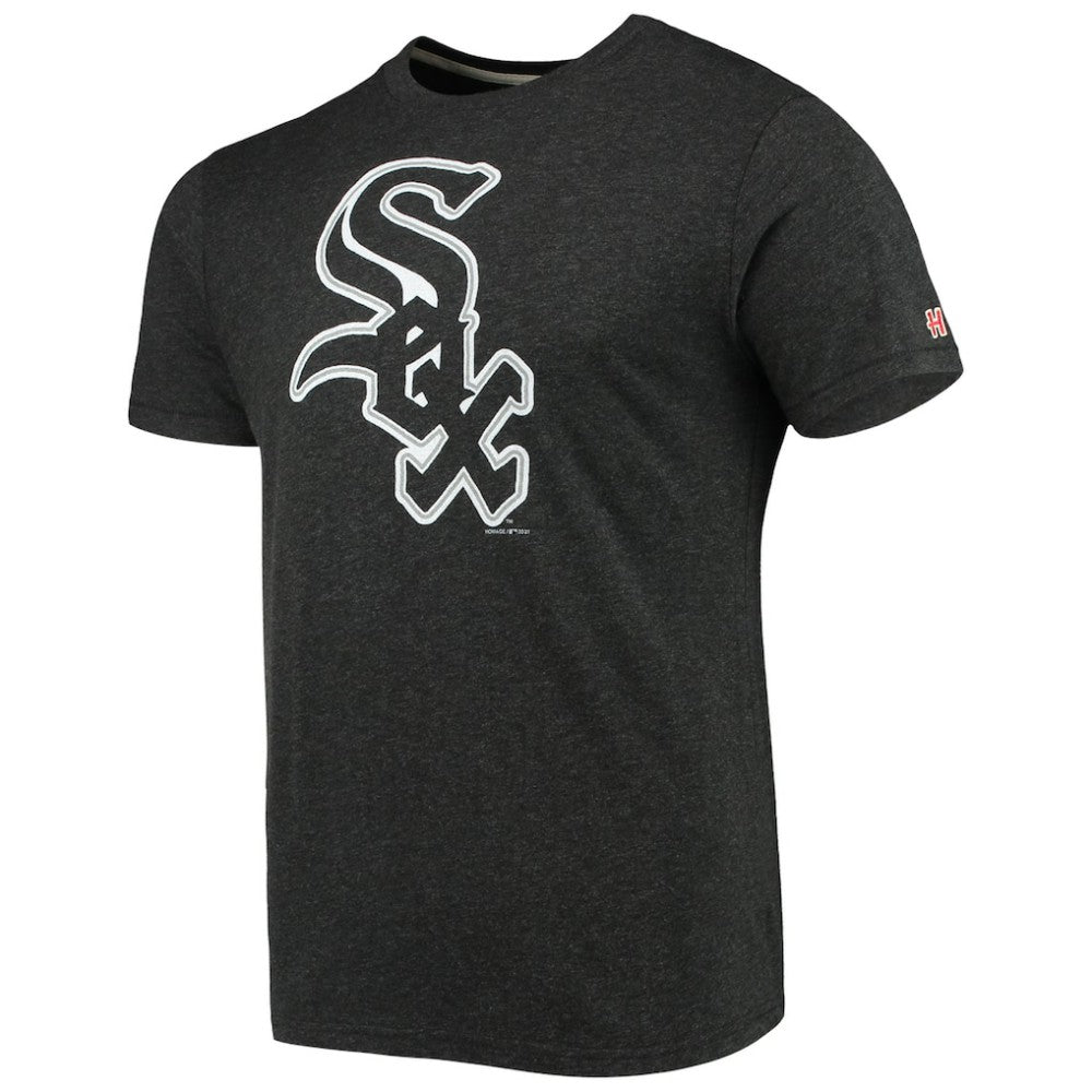 Chicago White Sox Homage Hand-Drawn Logo Tri-Blend T-Shirt - Heather Black T-shirts