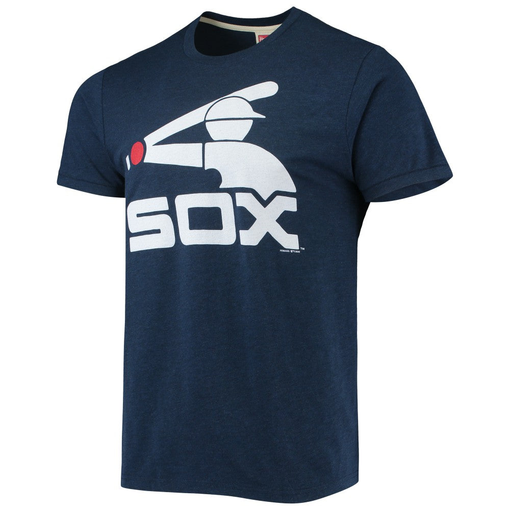 Chicago White Sox Homage Hand-Drawn Logo Tri-Blend T-Shirt - Navy T-shirts