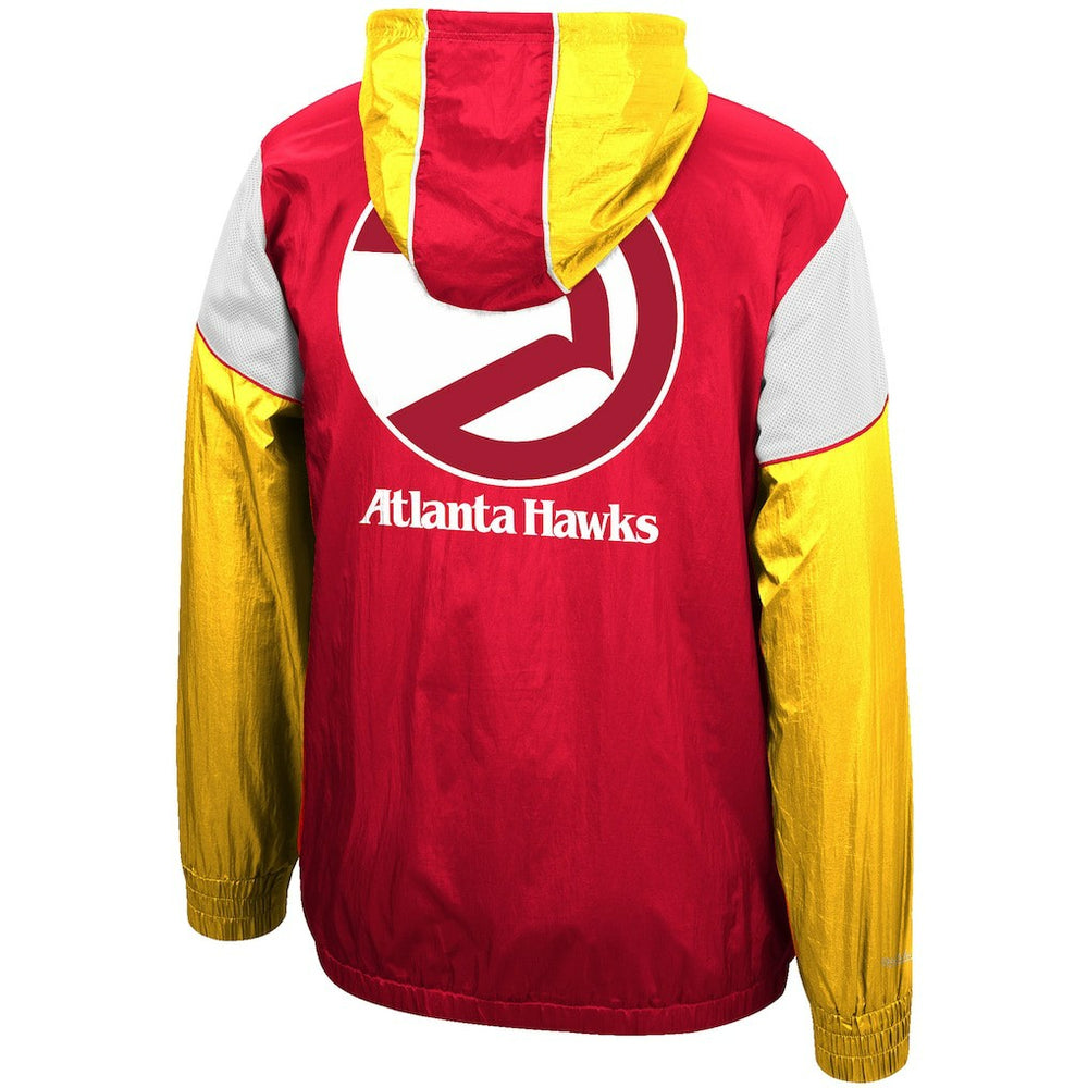 Atlanta Hawks Hardwood Classics Highlight Reel Windbreaker Half-Zip Hoodie Jacket Red/Yellow