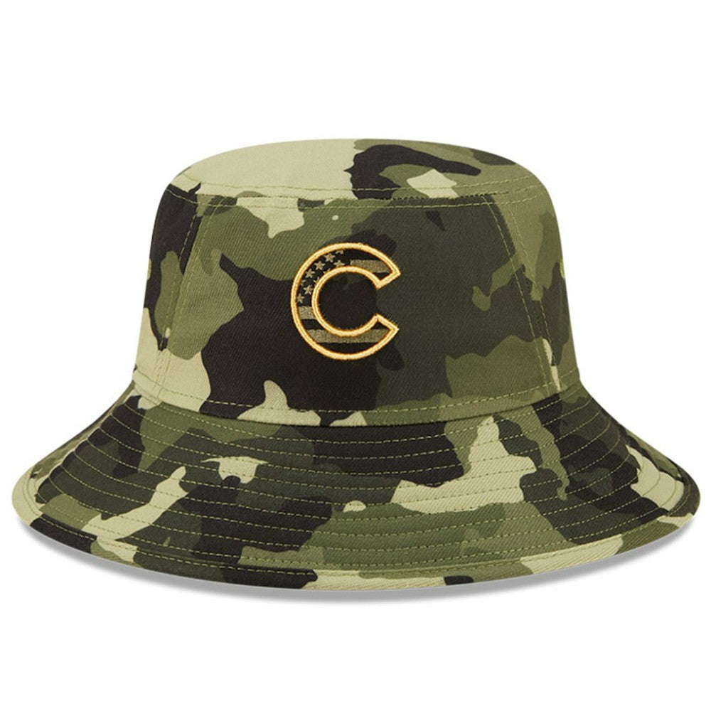 Chicago Cubs New Era 2022 Armed Forces Day Bucket Hat - Camo Hats