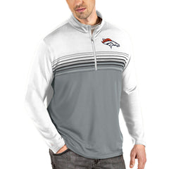 Denver Broncos Antigua Pace Quarter-Zip Pullover Jacket White/Gray