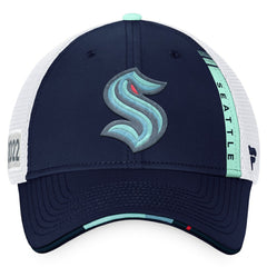 NHL Seattle Kraken Fanatics 2022 NHL Draft Authentic Pro On Stage Trucker Adjustable Hat - Navy/White