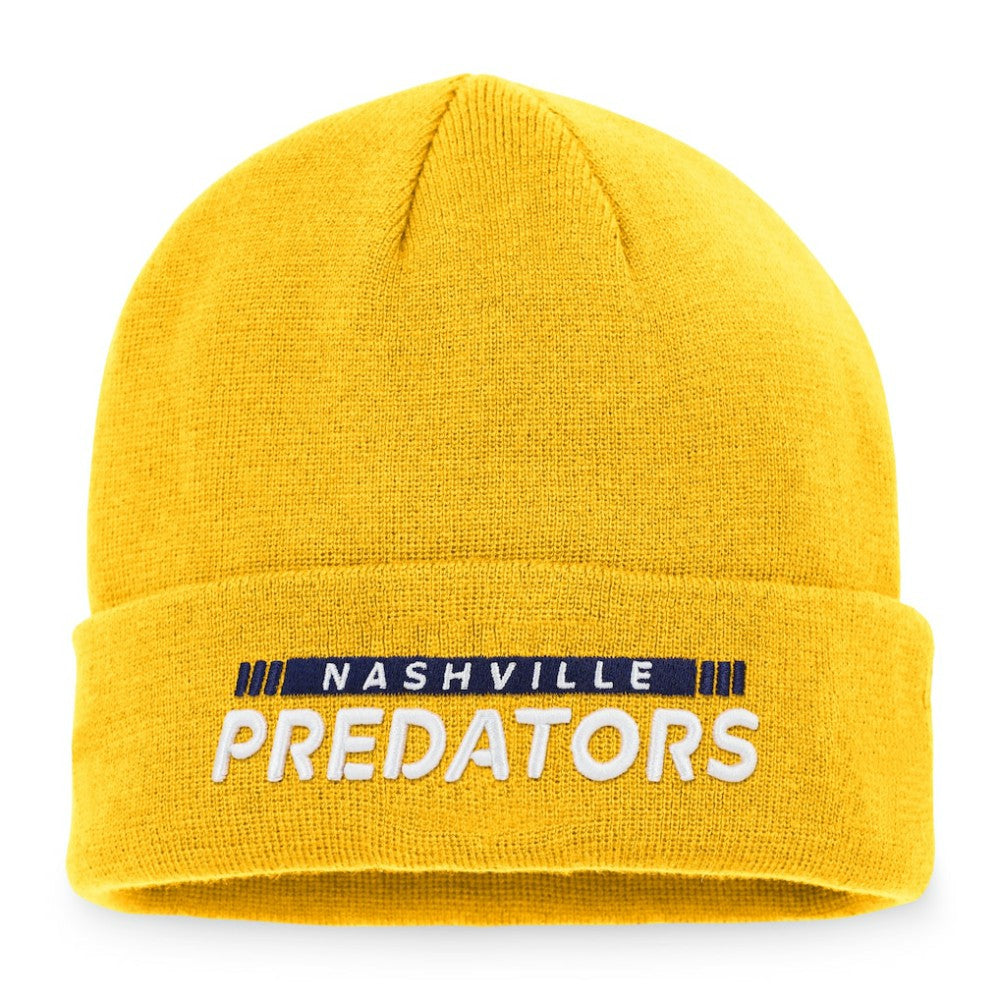 NHL Nashville Predators Fanatics Authentic Pro Rink Cuffed Knit Hat - Gold