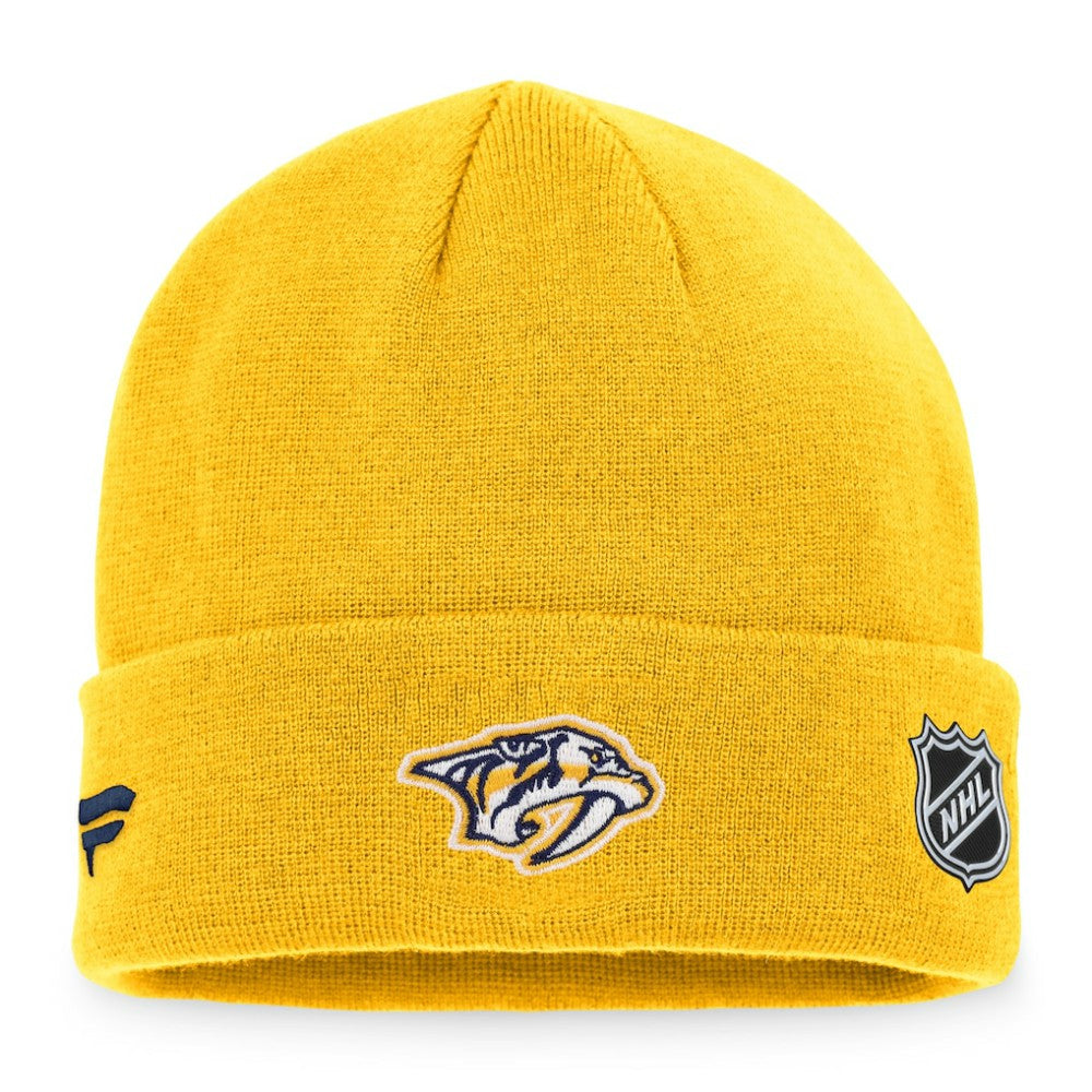 NHL Nashville Predators Fanatics Authentic Pro Rink Cuffed Knit Hat - Gold
