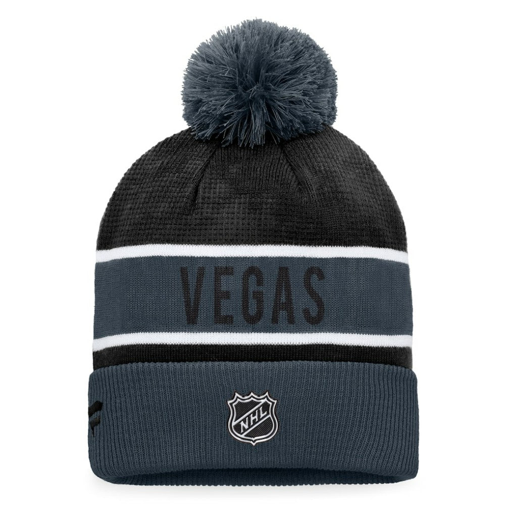 NHL Vegas Golden Knights Fanatics Authentic Pro Rink Cuffed Knit Hat with Pom - Gray/Black