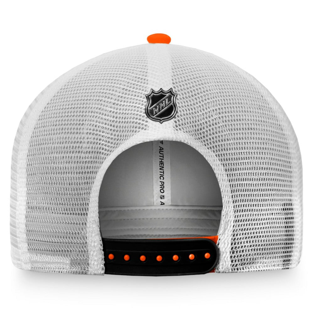 NHL Anaheim Ducks Fanatics Authentic Pro Rink Trucker Snapback Hat - Orange/White