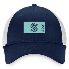 NHL Seattle Kraken Fanatics Authentic Pro Rink Trucker Snapback Hat - Deep Sea Blue/White