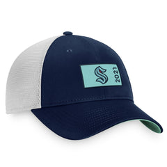 NHL Seattle Kraken Fanatics Authentic Pro Rink Trucker Snapback Hat - Deep Sea Blue/White