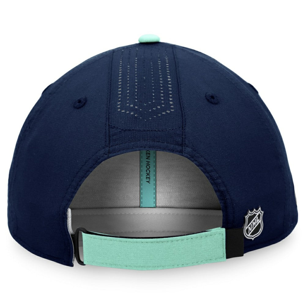 NHL Seattle Kraken Fanatics Authentic Pro Rink Pinnacle Adjustable Hat - Deep Sea Blue