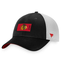 NHL Chicago Blackhawks Fanatics Authentic Pro Rink Trucker Snapback Hat - Black/White