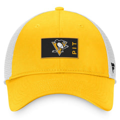 NHL Pittsburgh Penguins Fanatics Authentic Pro Rink Trucker Snapback Hat - Gold/White