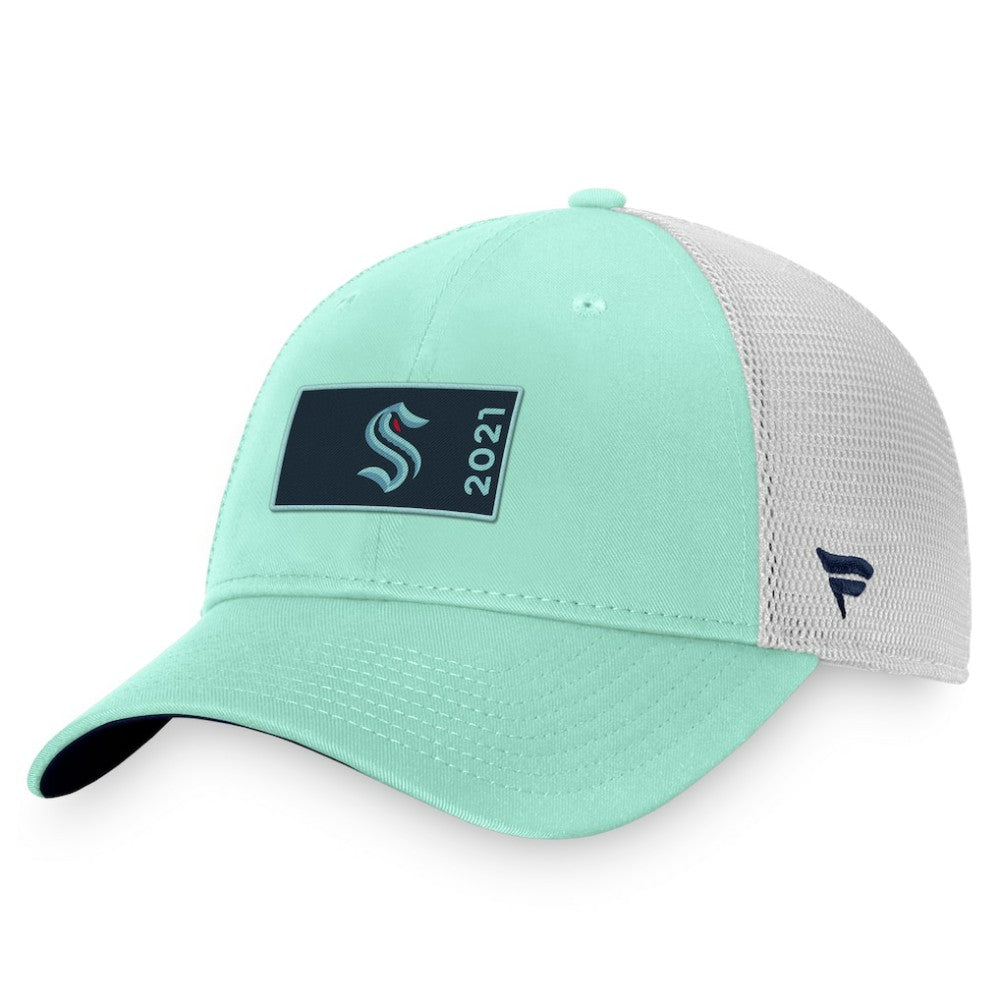 NHL Seattle Kraken Fanatics Authentic Pro Rink Trucker Snapback Hat - Light Blue/White