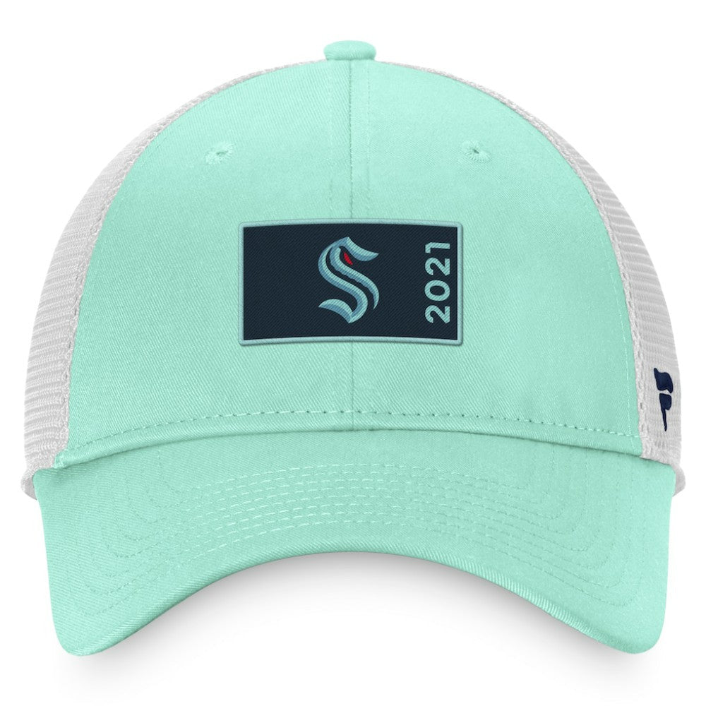 NHL Seattle Kraken Fanatics Authentic Pro Rink Trucker Snapback Hat - Light Blue/White