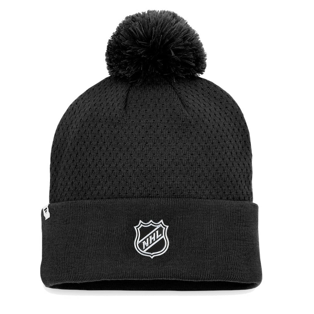 NHL Chicago Blackhawks Fanatics Women's Authentic Pro Road Cuffed Knit Hat with Pom - Black