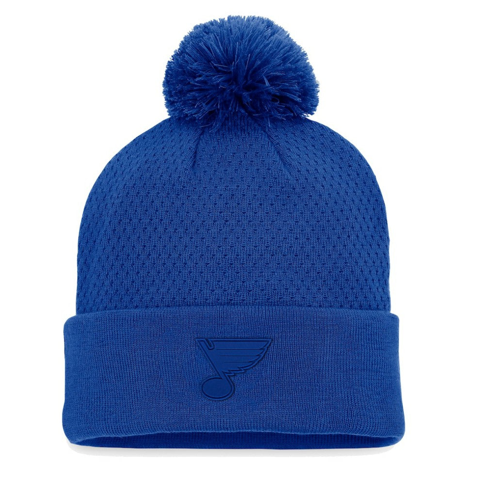 NHL St. Louis Blues Fanatics Women's Authentic Pro Road Cuffed Knit Hat with Pom - Blue
