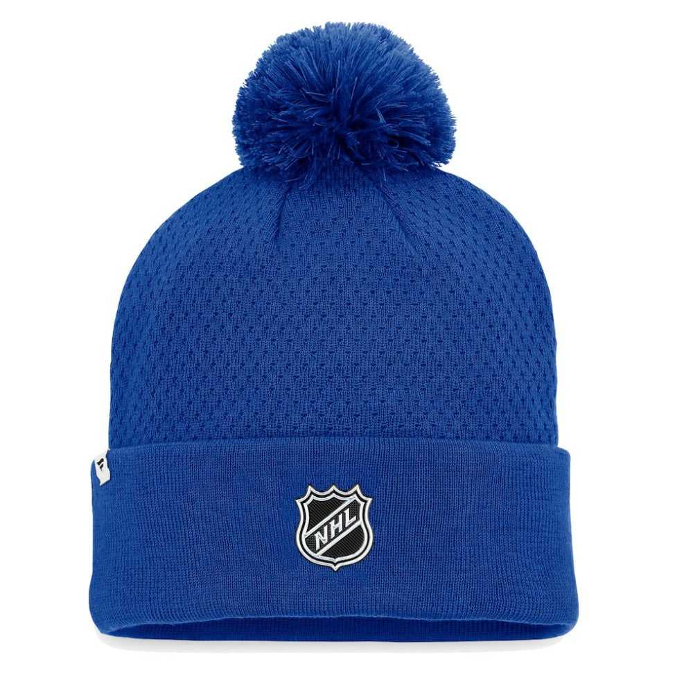 NHL St. Louis Blues Fanatics Women's Authentic Pro Road Cuffed Knit Hat with Pom - Blue