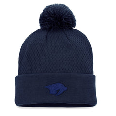 NHL Nashville Predators Fanatics Women's Authentic Pro Road Cuffed Knit Hat with Pom - Navy