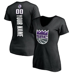 Sacramento Kings Women's Personalized Playmaker Team V-Neck T-Shirt Black