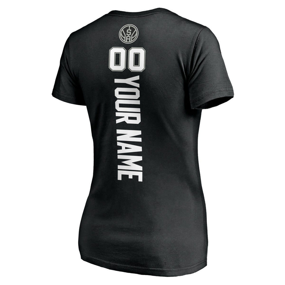 San Antonio Spurs Women's Personalized Playmaker Team V-Neck T-Shirt Black