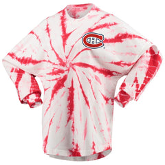 NHL Montreal Canadiens Women's Spiral Tie-Dye Long Sleeve T-Shirt - Red