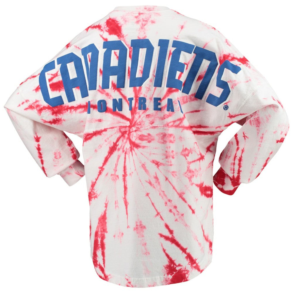 NHL Montreal Canadiens Women's Spiral Tie-Dye Long Sleeve T-Shirt - Red