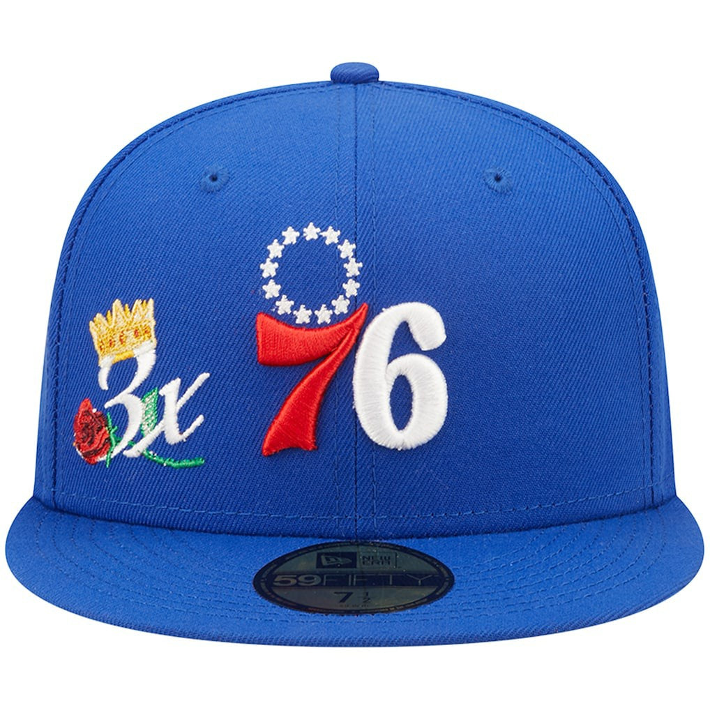 Philadelphia 76ers 3x NBA Finals Champions Crown 59FIFTY Fitted Hat Royal