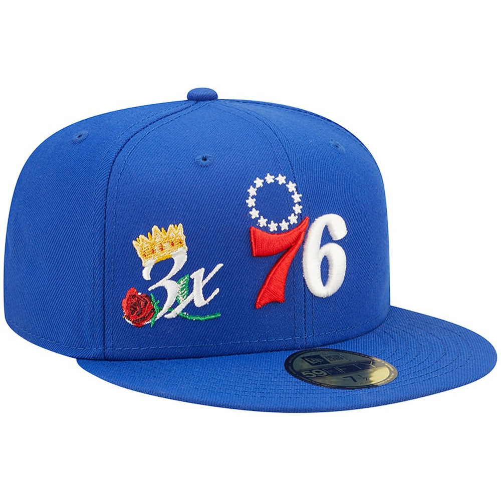 Philadelphia 76ers 3x NBA Finals Champions Crown 59FIFTY Fitted Hat Royal