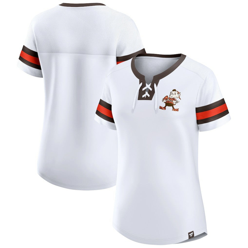 Cleveland Browns Women's Brownie The Elf Gridiron Classics Sunday Best Lace-Up T-Shirt White