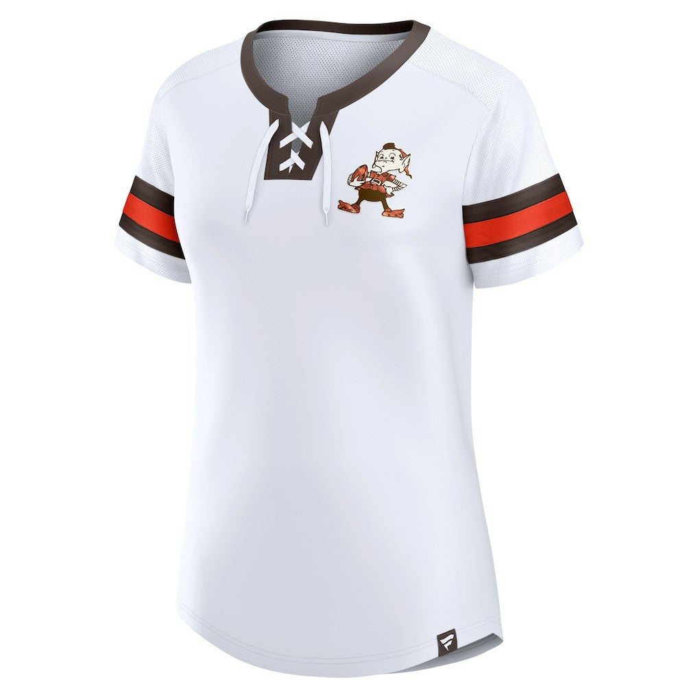 Cleveland Browns Women's Brownie The Elf Gridiron Classics Sunday Best Lace-Up T-Shirt White