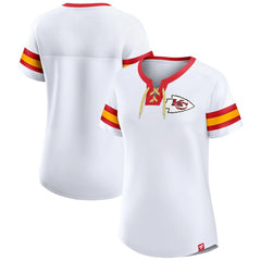 Kansas City Chiefs Women's Sunday Best Lace-Up T-Shirt White