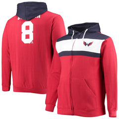 NHL Alexander Ovechkin Washington Capitals Profile Big & Tall Colorblock Full-Zip Hoodie - Red