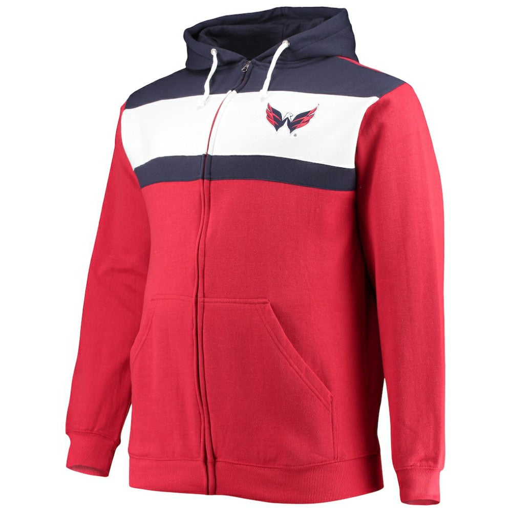NHL Alexander Ovechkin Washington Capitals Profile Big & Tall Colorblock Full-Zip Hoodie - Red