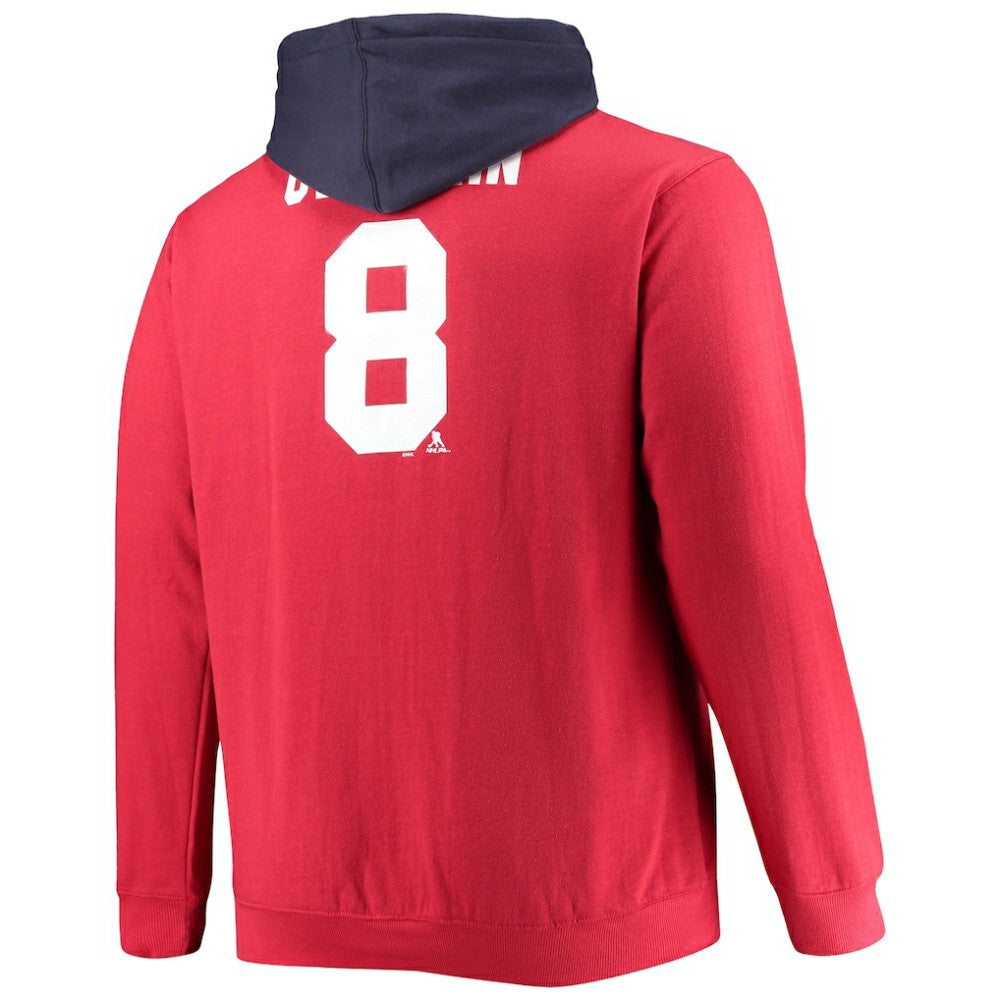 NHL Alexander Ovechkin Washington Capitals Profile Big & Tall Colorblock Full-Zip Hoodie - Red