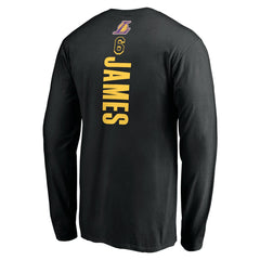 LeBron James Los Angeles Lakers #6 Playmaker Name & Number Long Sleeve T-Shirt Black