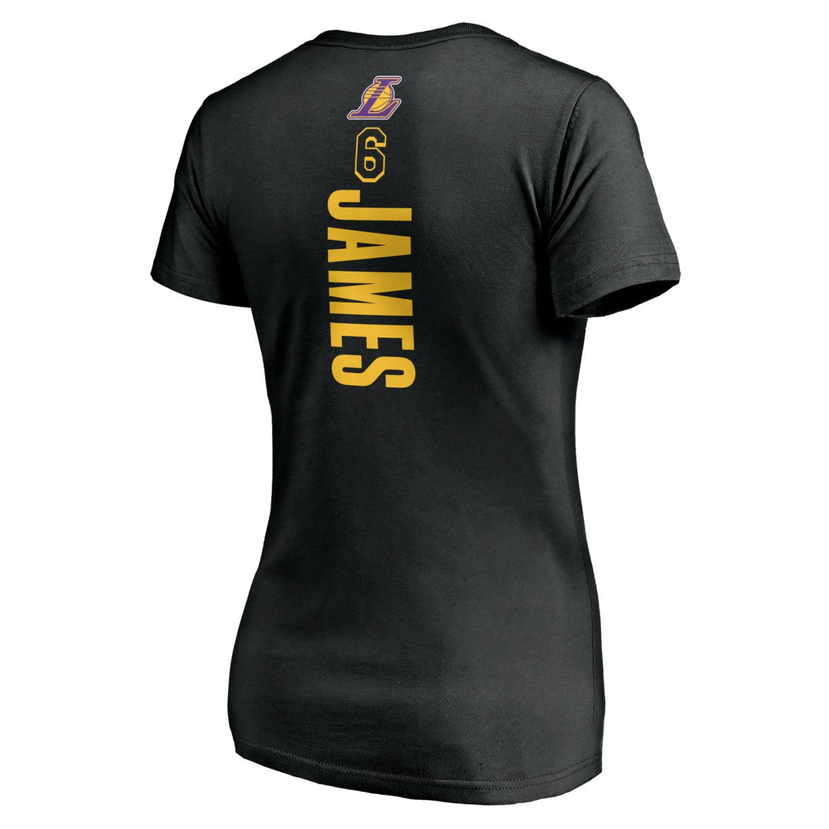 LeBron James Los Angeles Lakers Women's #6 Playmaker Name & Number V-Neck T-Shirt Black