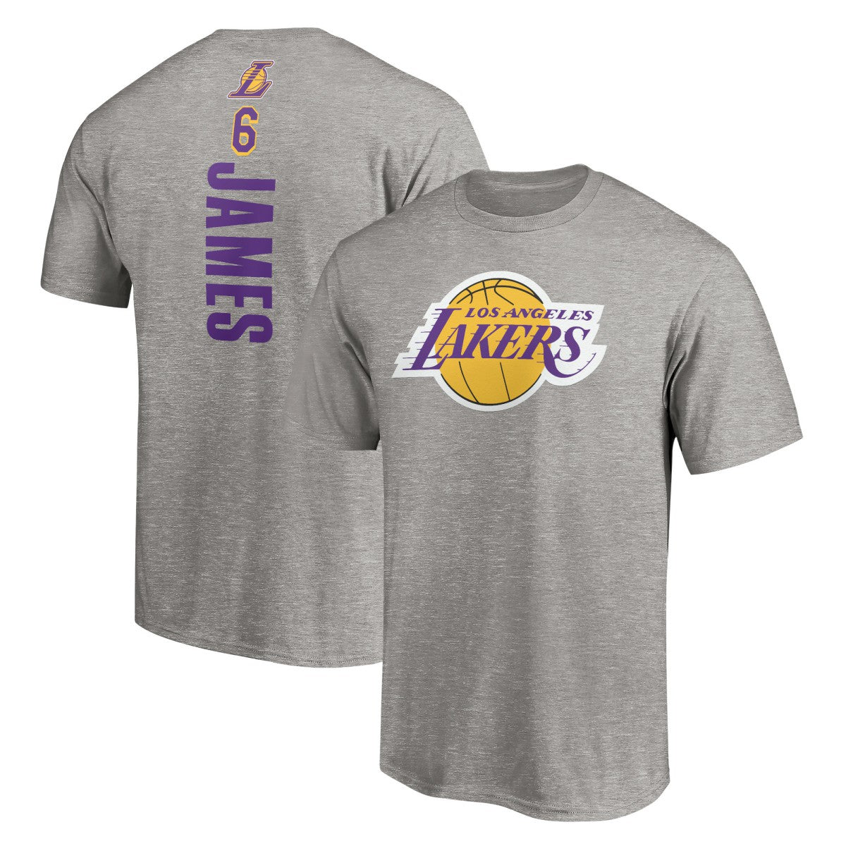 LeBron James Los Angeles Lakers #6 Playmaker Name & Number T-Shirt Heathered Gray