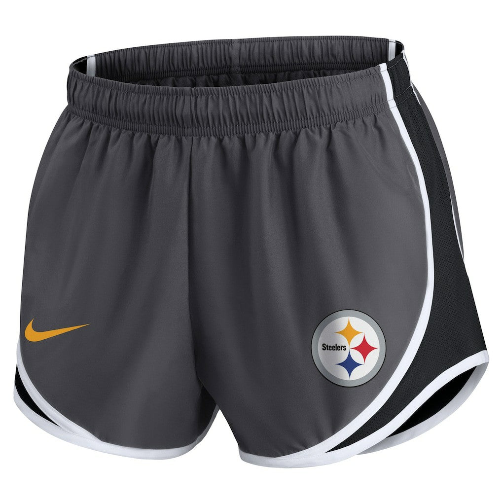 Pittsburgh Steelers Women's Plus Size Logo Performance Tempo Shorts Charcoal