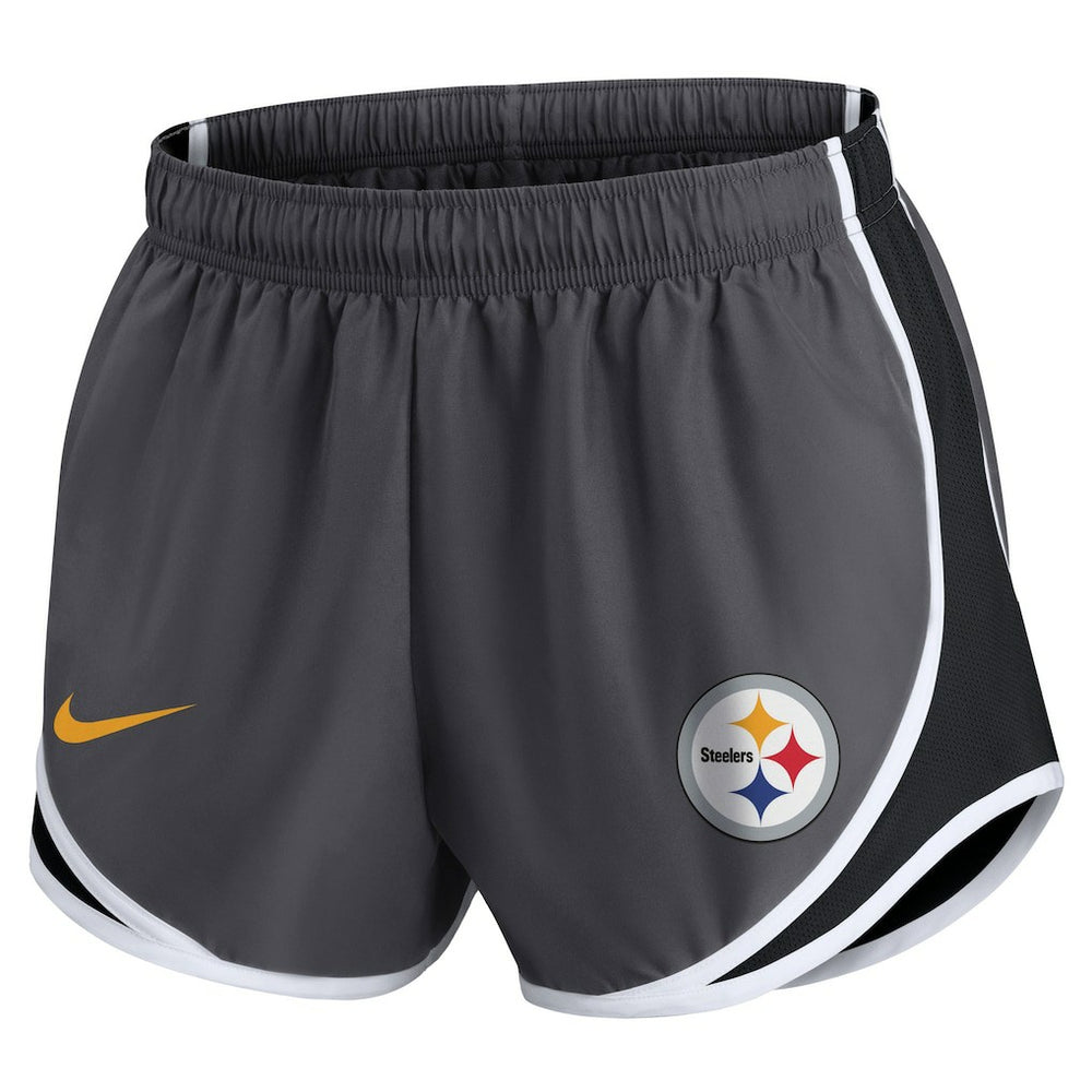 Pittsburgh Steelers Women's Plus Size Logo Performance Tempo Shorts Charcoal