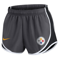 Pittsburgh Steelers Women's Plus Size Logo Performance Tempo Shorts Charcoal