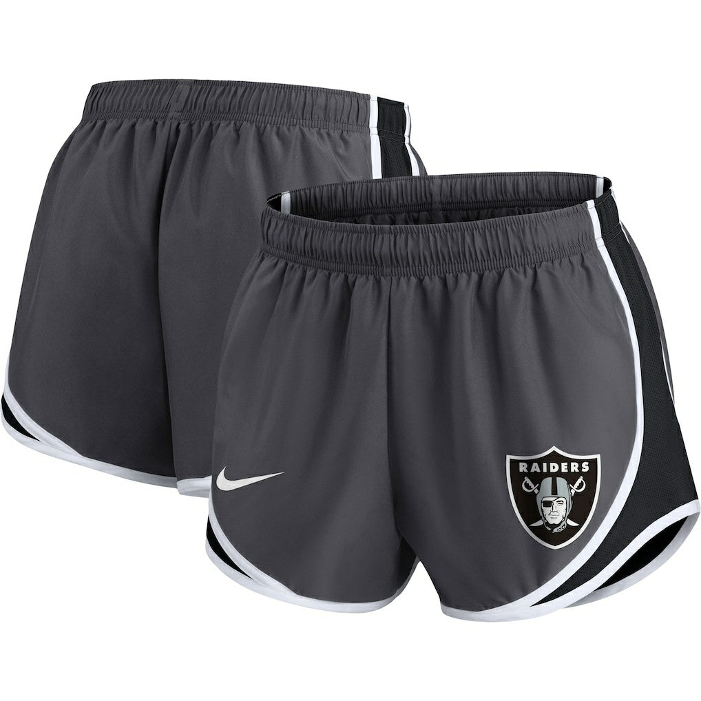 Las Vegas Raiders Women's Plus Size Logo Performance Tempo Shorts Charcoal
