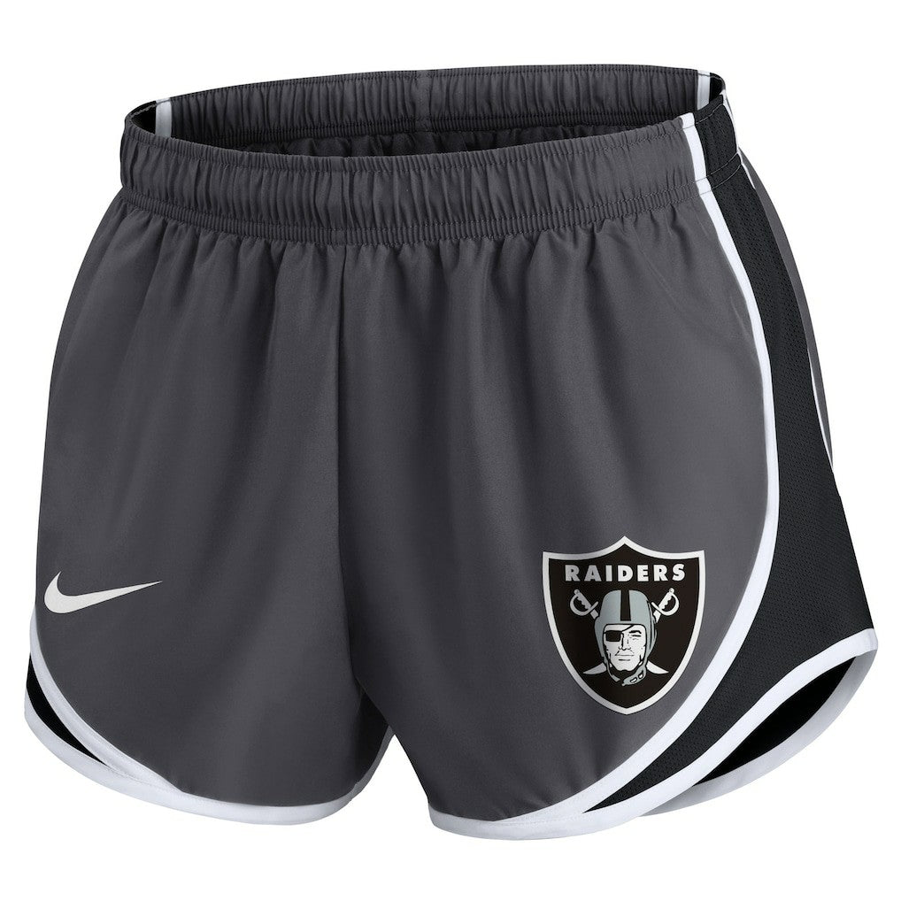 Las Vegas Raiders Women's Plus Size Logo Performance Tempo Shorts Charcoal