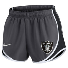 Las Vegas Raiders Women's Plus Size Logo Performance Tempo Shorts Charcoal