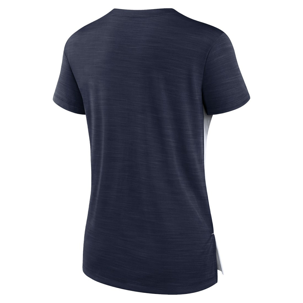 Tennessee Titans Women's Impact Exceed Performance Notch Neck T-Shirt White/Navy